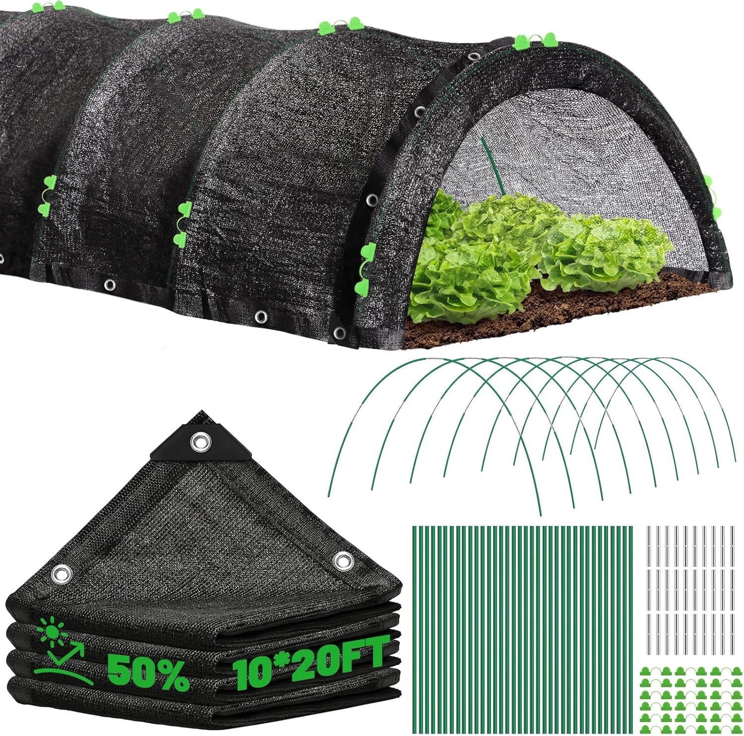 50% Shade Cloth with Hoops for Ultimate Heat Protection