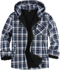 SCODI Men's Flannel Plaid Jacket with Sherpa Lining - Warm Zip Hoodie