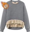 Womens Crewneck Sherpa Fleece Pullover Sweatshirt - Cozy Layer