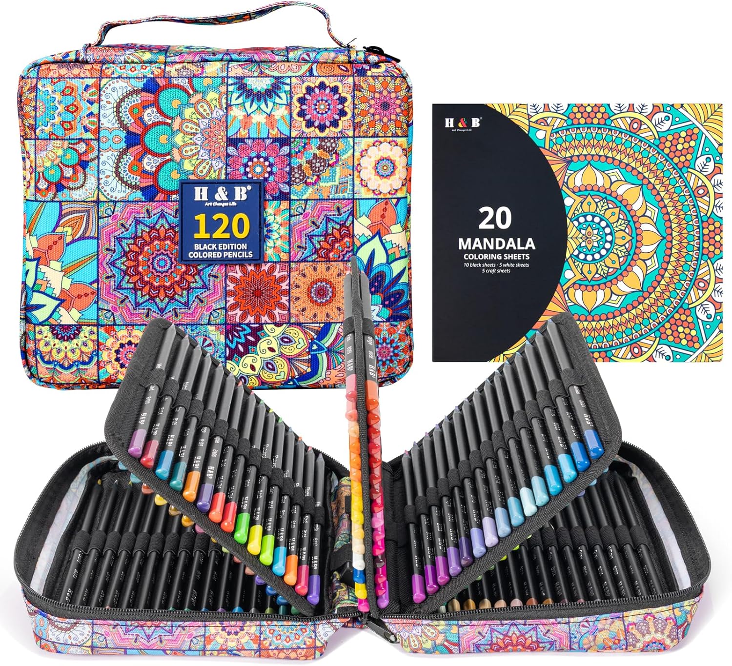 120-Color Black Wood Colored Pencils Set for Artists and Kids