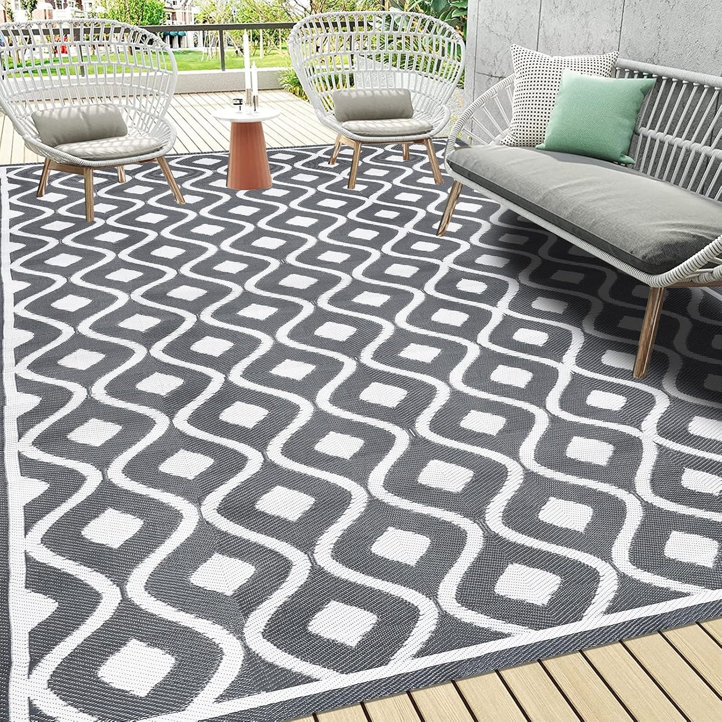 Pauwer Waterproof Outdoor Rug 8x10 for Patio and Camping