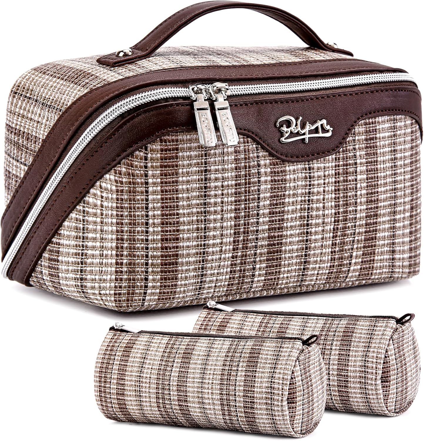 Travel Makeup Bag for Women - Large Capacity Set of 3 Bags