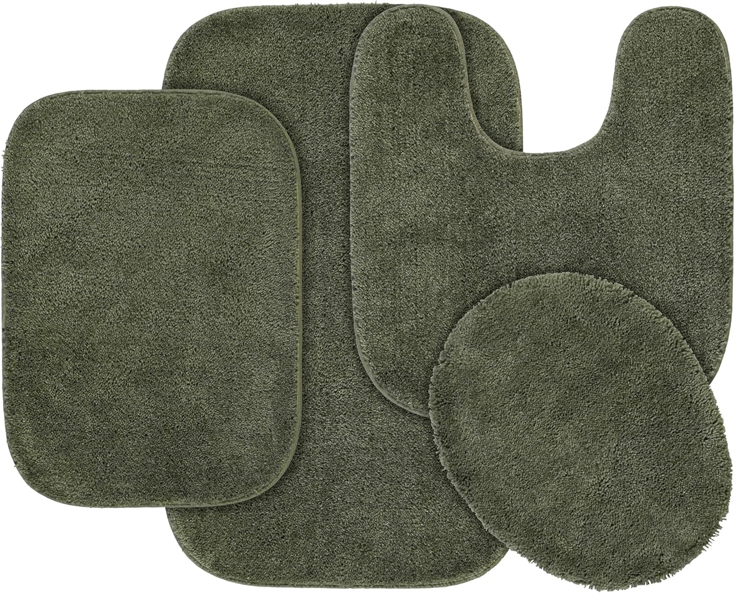 Traditional Nylon Washable Deep Fern 4 Piece Bath Rug Set