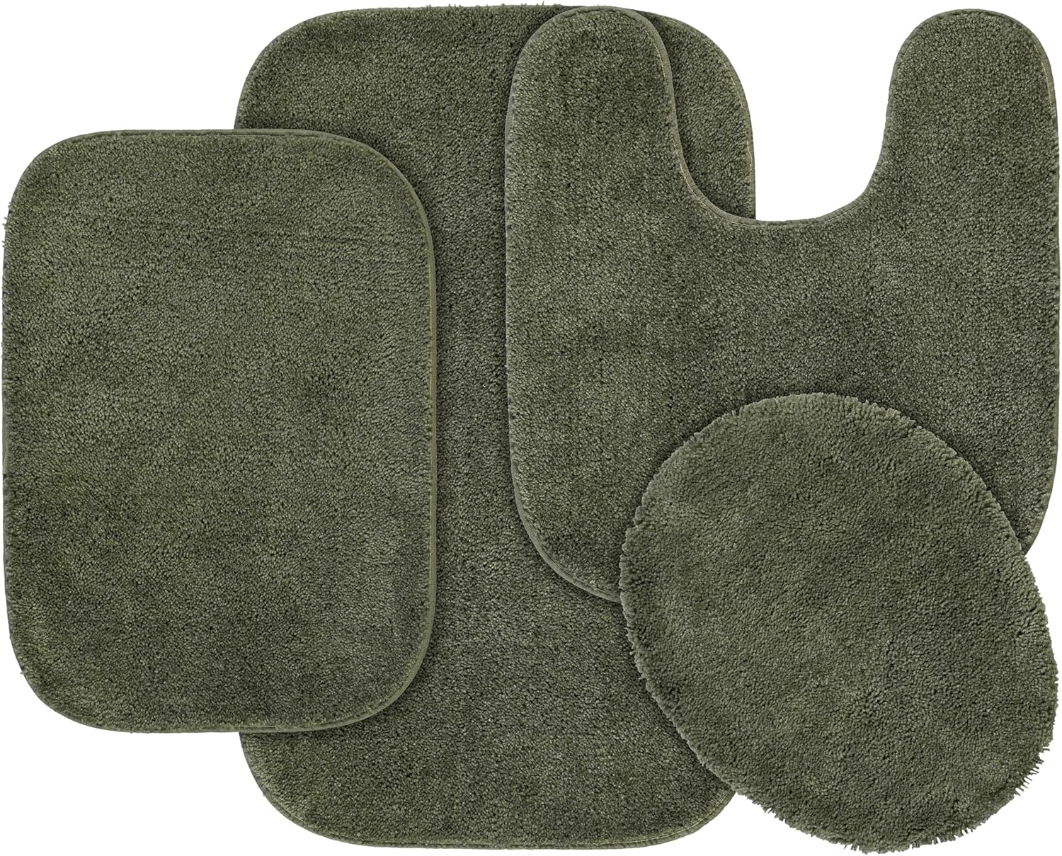 Traditional Nylon Washable Deep Fern 4 Piece Bath Rug Set