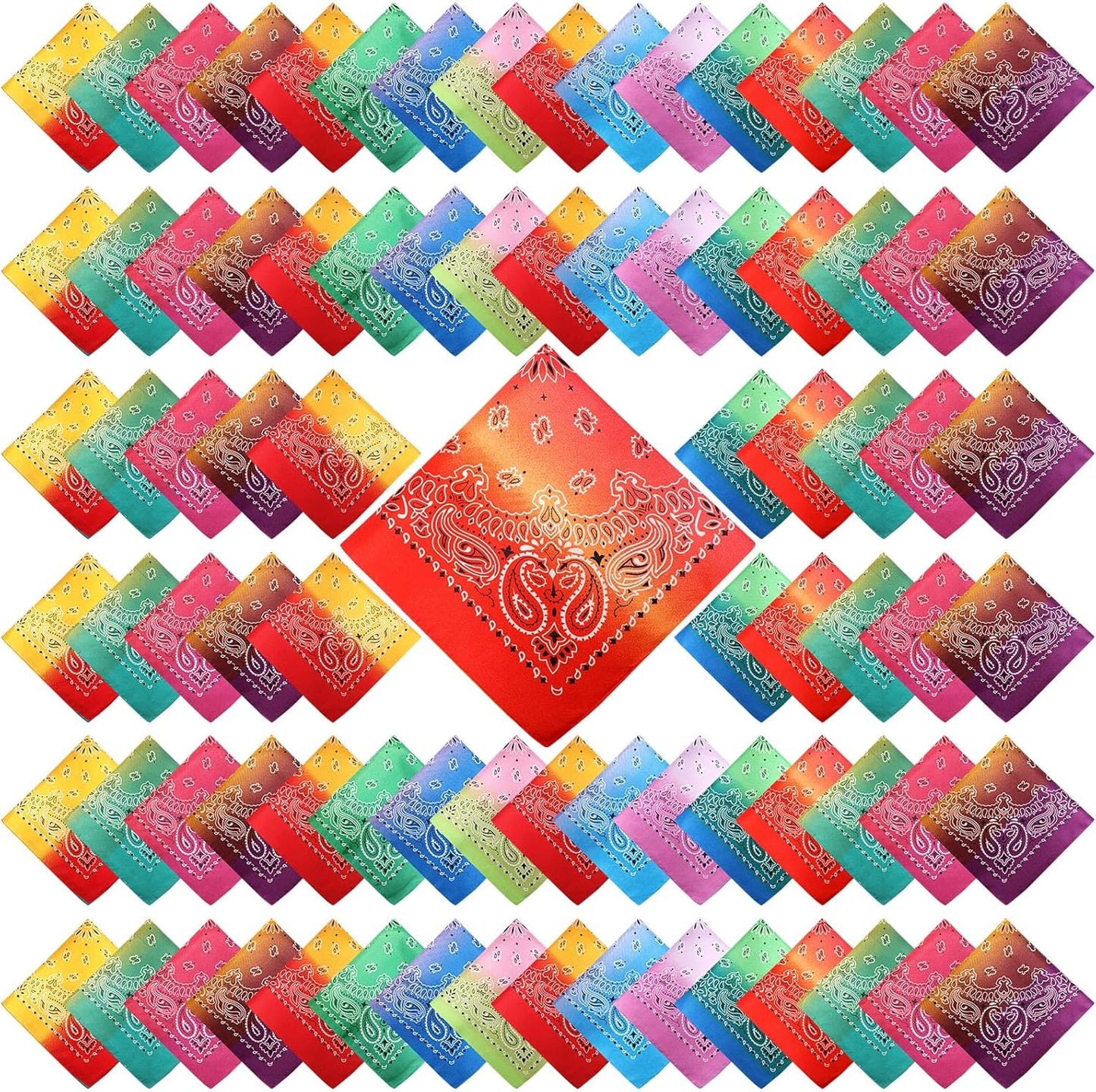 100 Pack Unisex Paisley Bandanas for Party Supplies and More