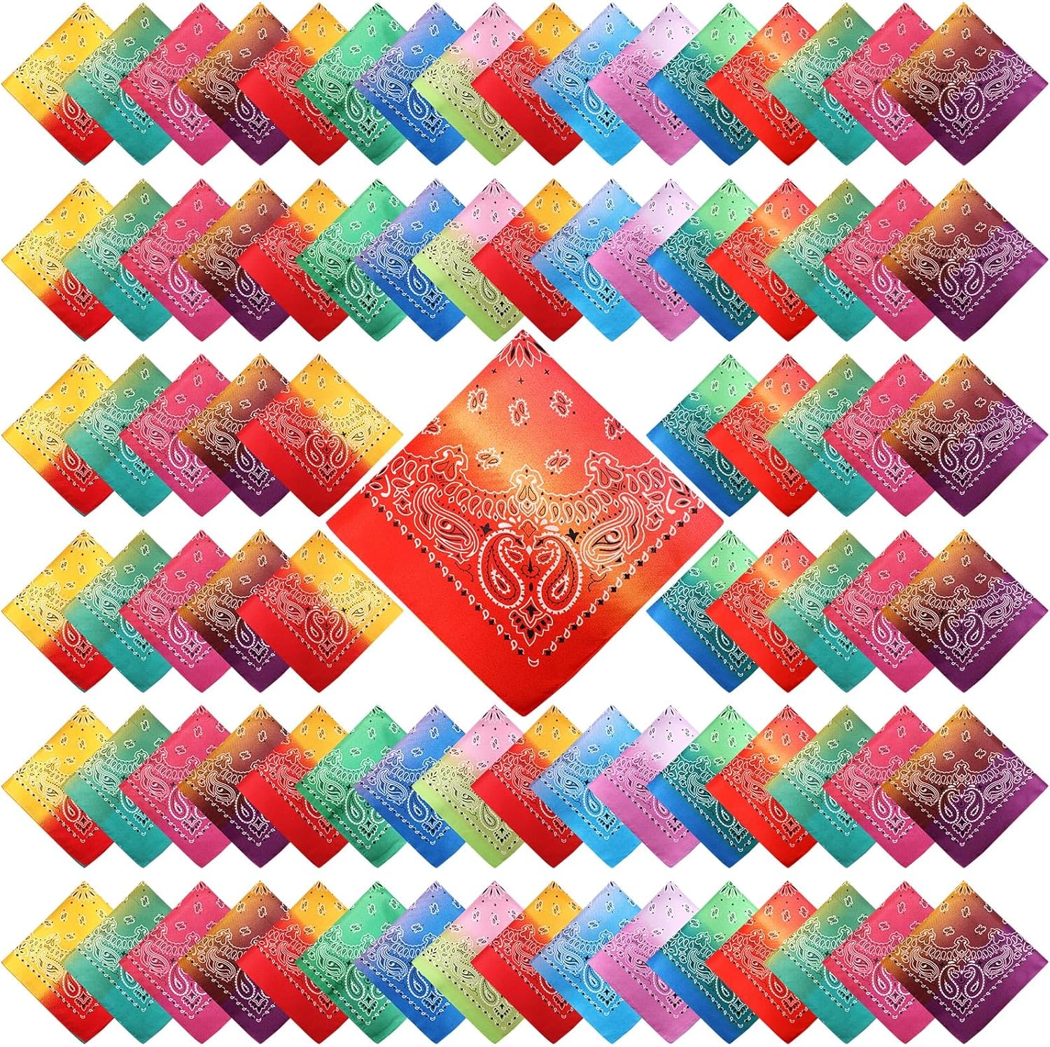 100 Pack Unisex Paisley Bandanas for Party Supplies and More