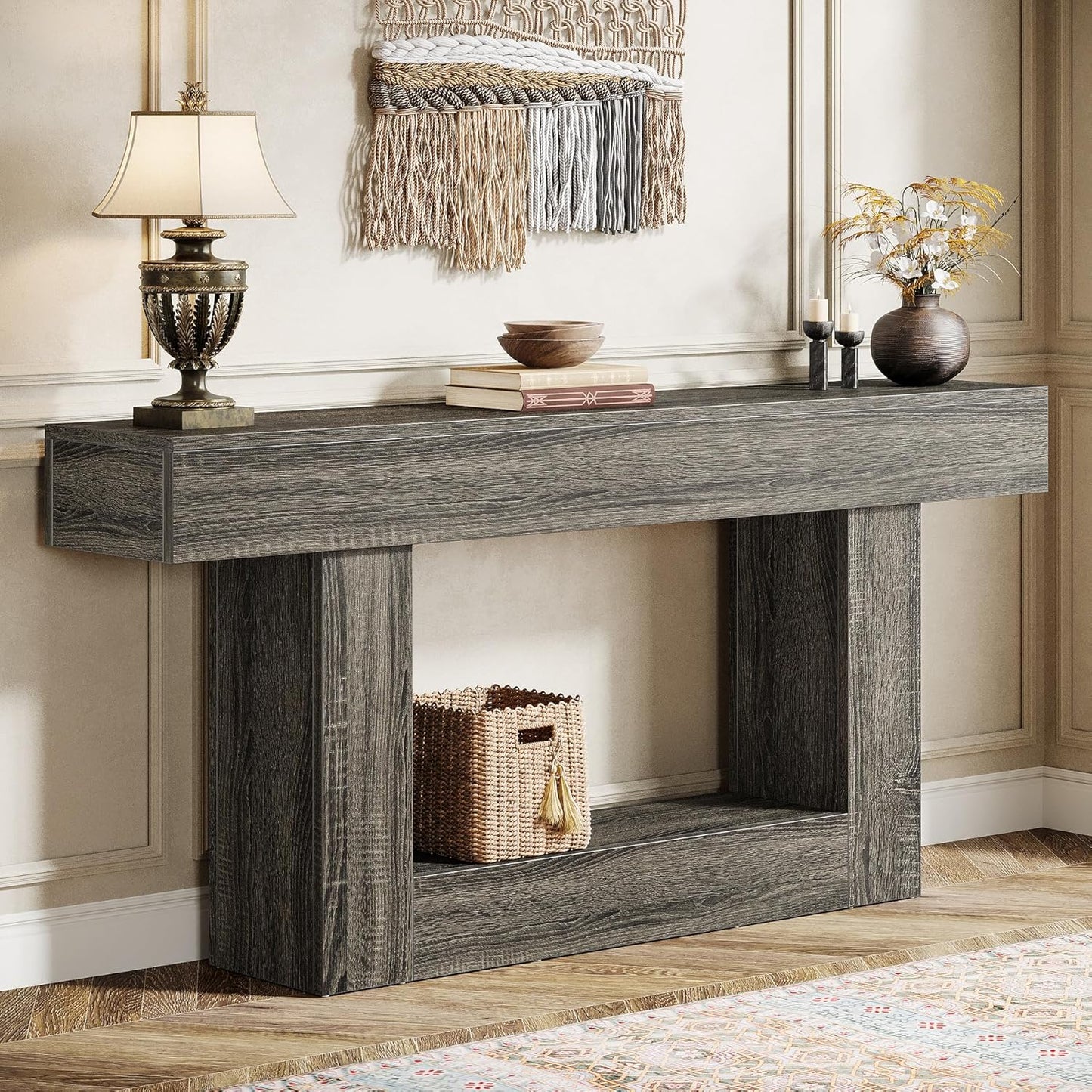 Tribesigns 63in Farmhouse Console Table for Living Room Decor