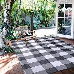 RURALITY Outdoor Rugs 6x9 Waterproof for Patios and Decks