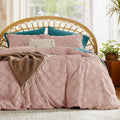 Bedsure Boho Duvet Cover Queen Size - Soft Tufted Pink Bedding