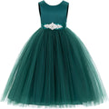 V-Back Satin Flower Girl Dress Toddler Communion Gown (Style 4YSK)