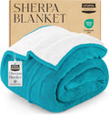 Utopia Bedding Sherpa Blanket King Size Turquoise - Soft Reversible