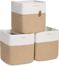 NaturalCozy 11 Inch Cotton Rope Woven Storage Cubes for Organizing