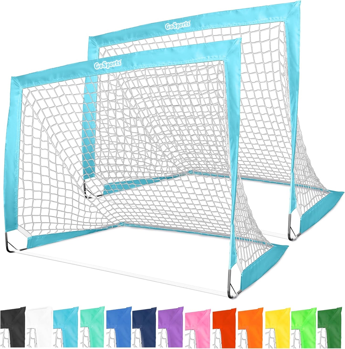 GoSports Portable Soccer Goals for Kids - Set of 2 Team Tone Nets