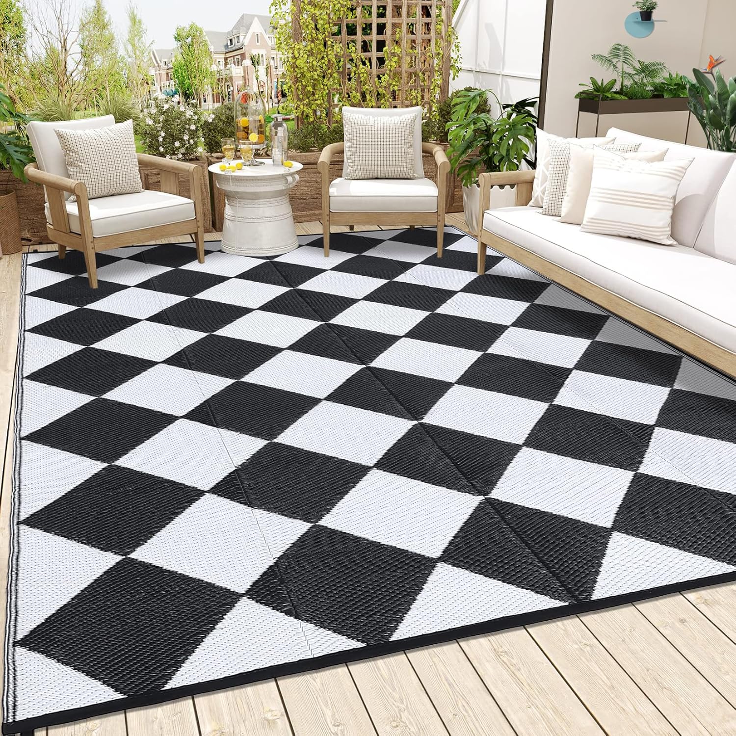 Garvee 8x10 Outdoor Rug Waterproof Reversible Plastic Straw Mat
