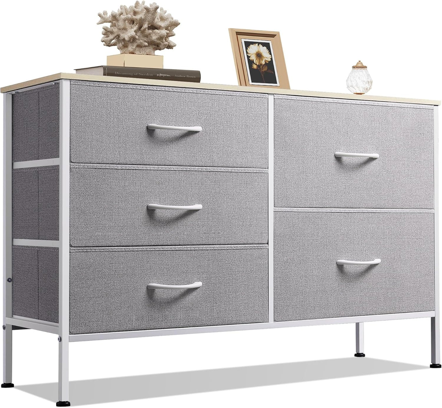 WLIVE Dresser for Bedroom with 5 Drawers and Organizers