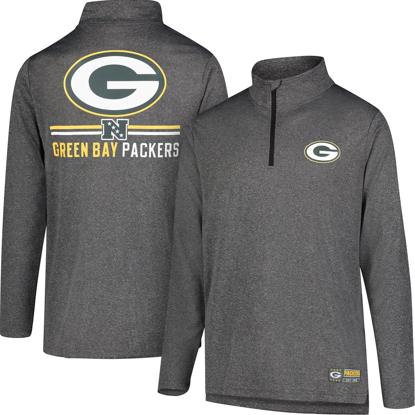Ultra Game Men's NFL Super Soft Quarter Zip Long Sleeve T-Shirt