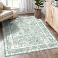 Vhong Boho Area Rug Sage Green 35 in - Washable Vintage Modern Neutral