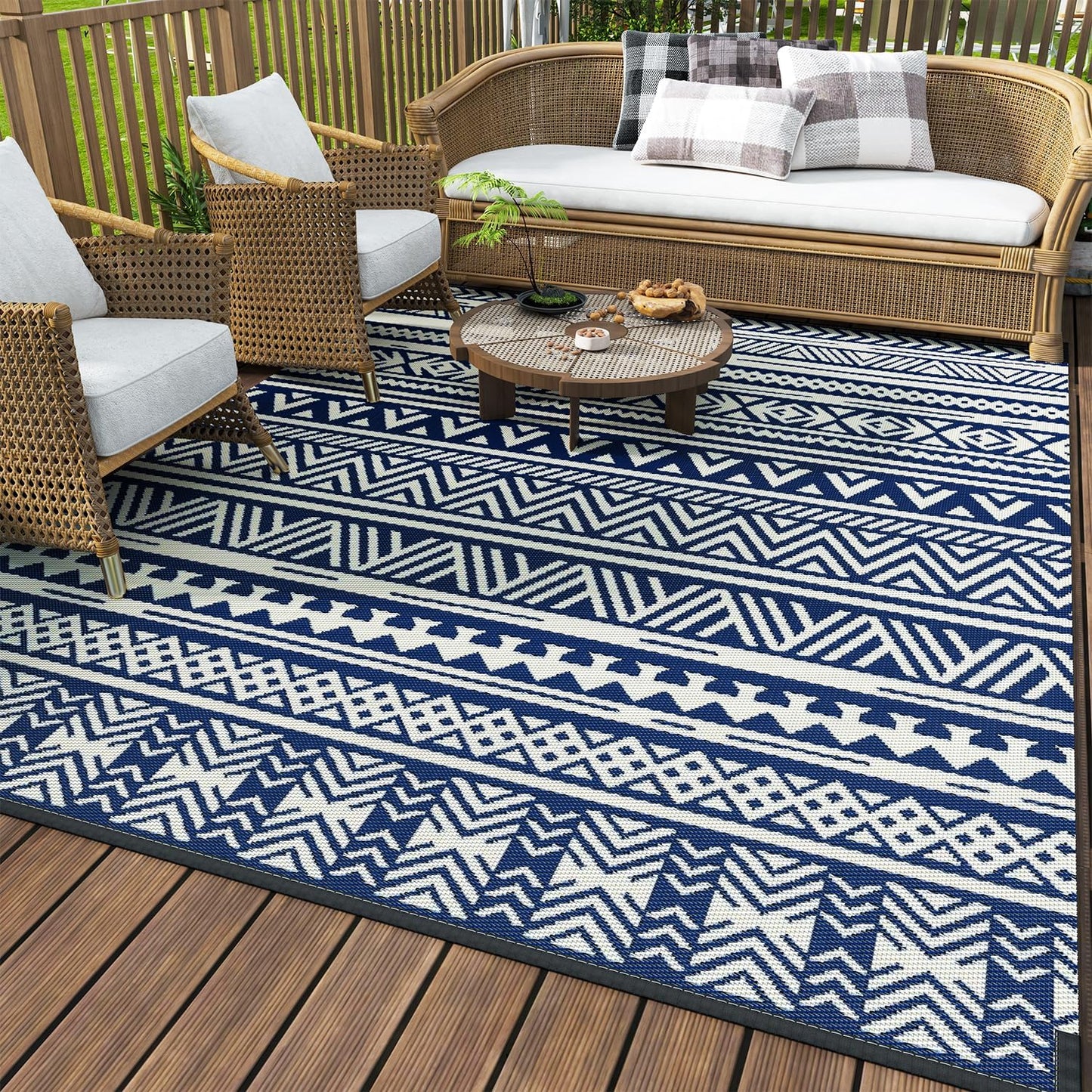 MontVoo Outdoor Rug Carpet Waterproof for Patio and Camping