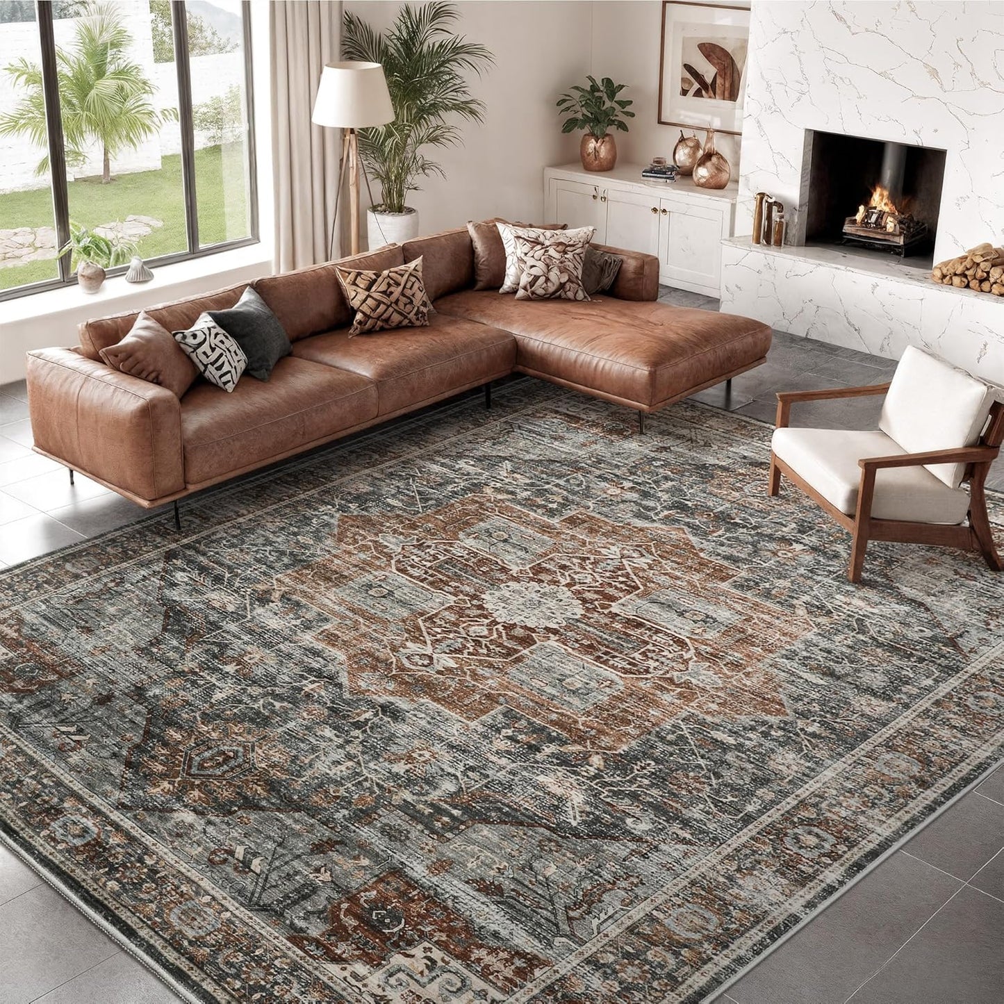 8x10 Area Rugs for Living Room, Vintage Washable Soft Rug