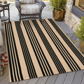 Outdoor Area Rug 4x6 Black and Tan - Machine Washable Patio Rug