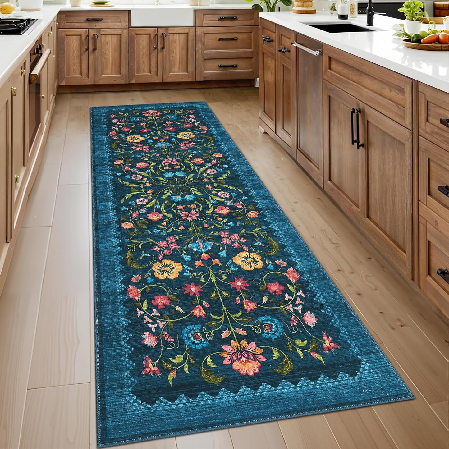 Floral Vintage Boho Runner Rug 2.5x8 for Hallways and More