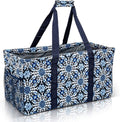 Extra Large Canvas Utility Tote Bag Blue Snowflake - Oversized