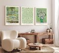 Induslyfe Large Framed Grass Wall Art Canvas Set of 3 - Sage Botanical