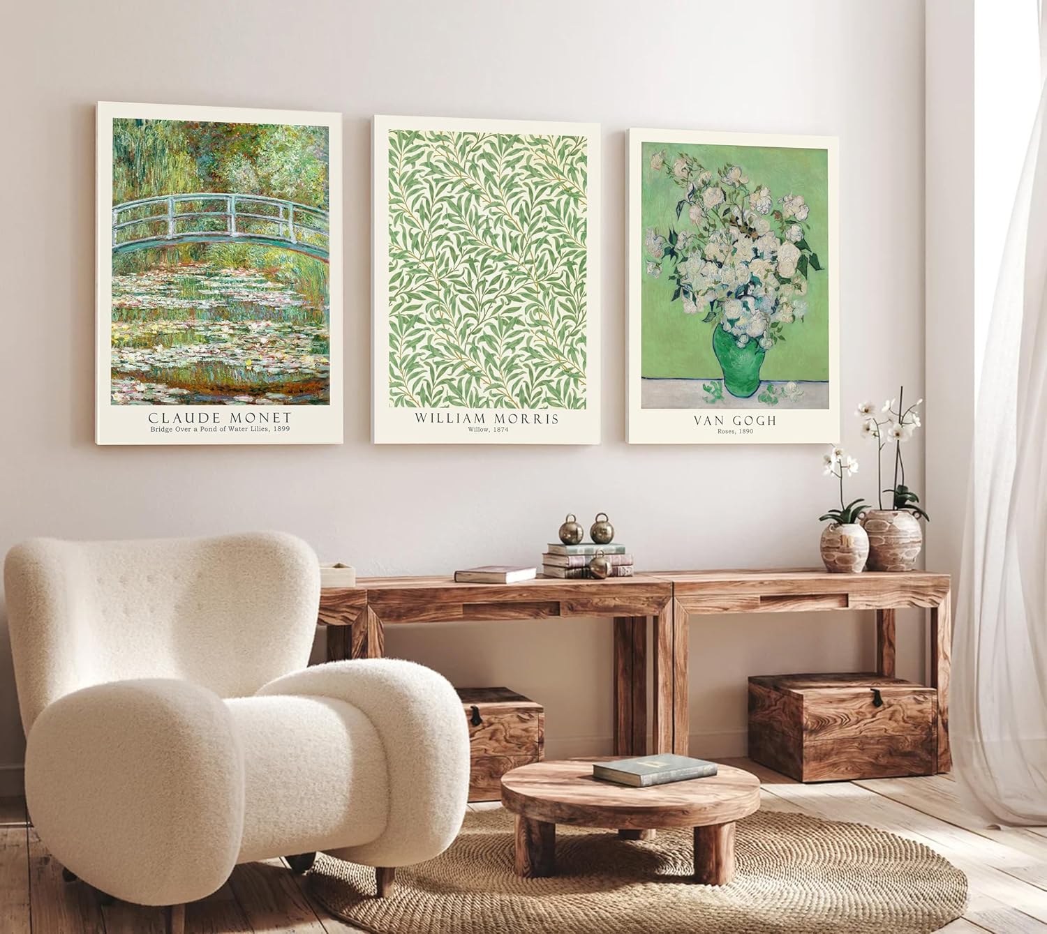Large Framed Grass Wall Art Canvas Decor Set of 3 for Home