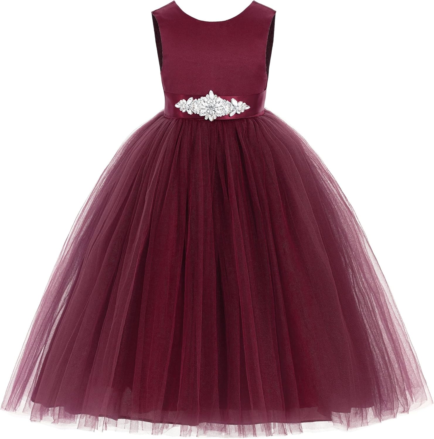 Elegant V-Back Satin Flower Girl Dress for Special Occasions