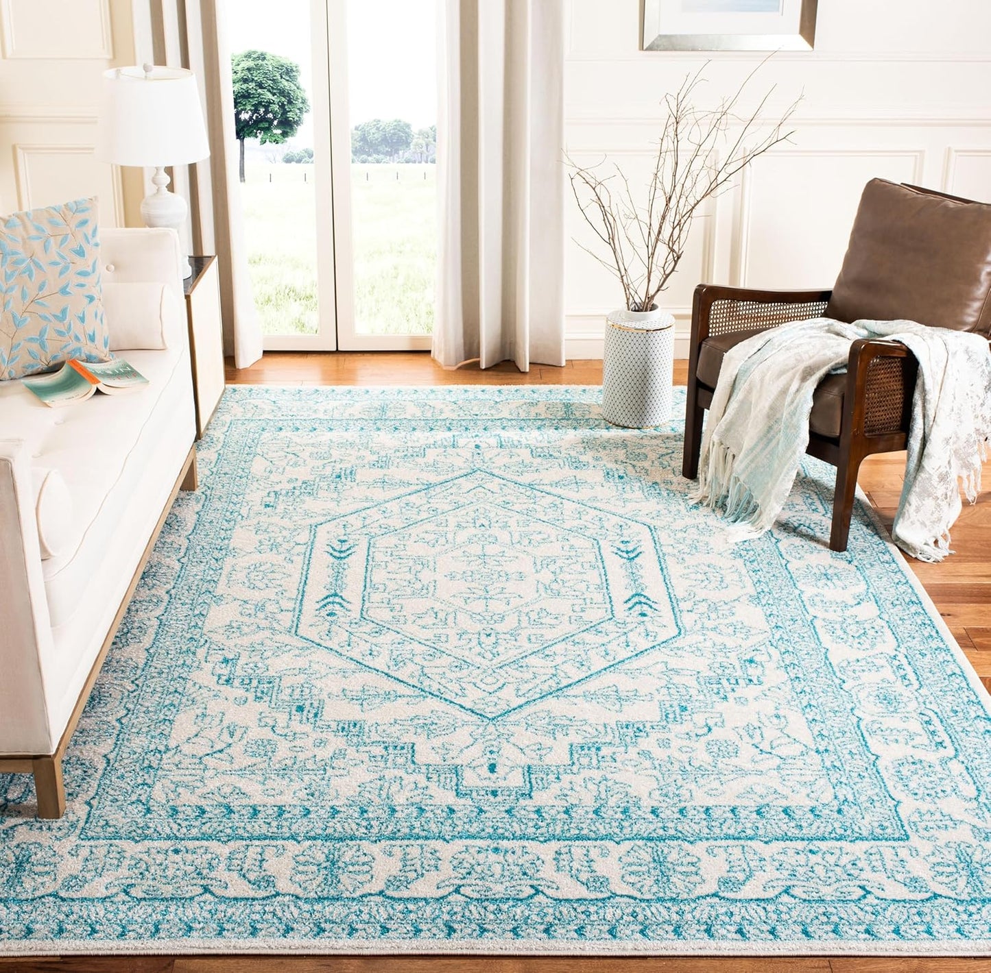 SAFAVIEH Adirondack Area Rug - 8ft x 10ft in Ivory & Teal