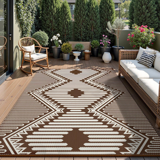 MontVoo Waterproof Outdoor Rug for Patio and Camping Use