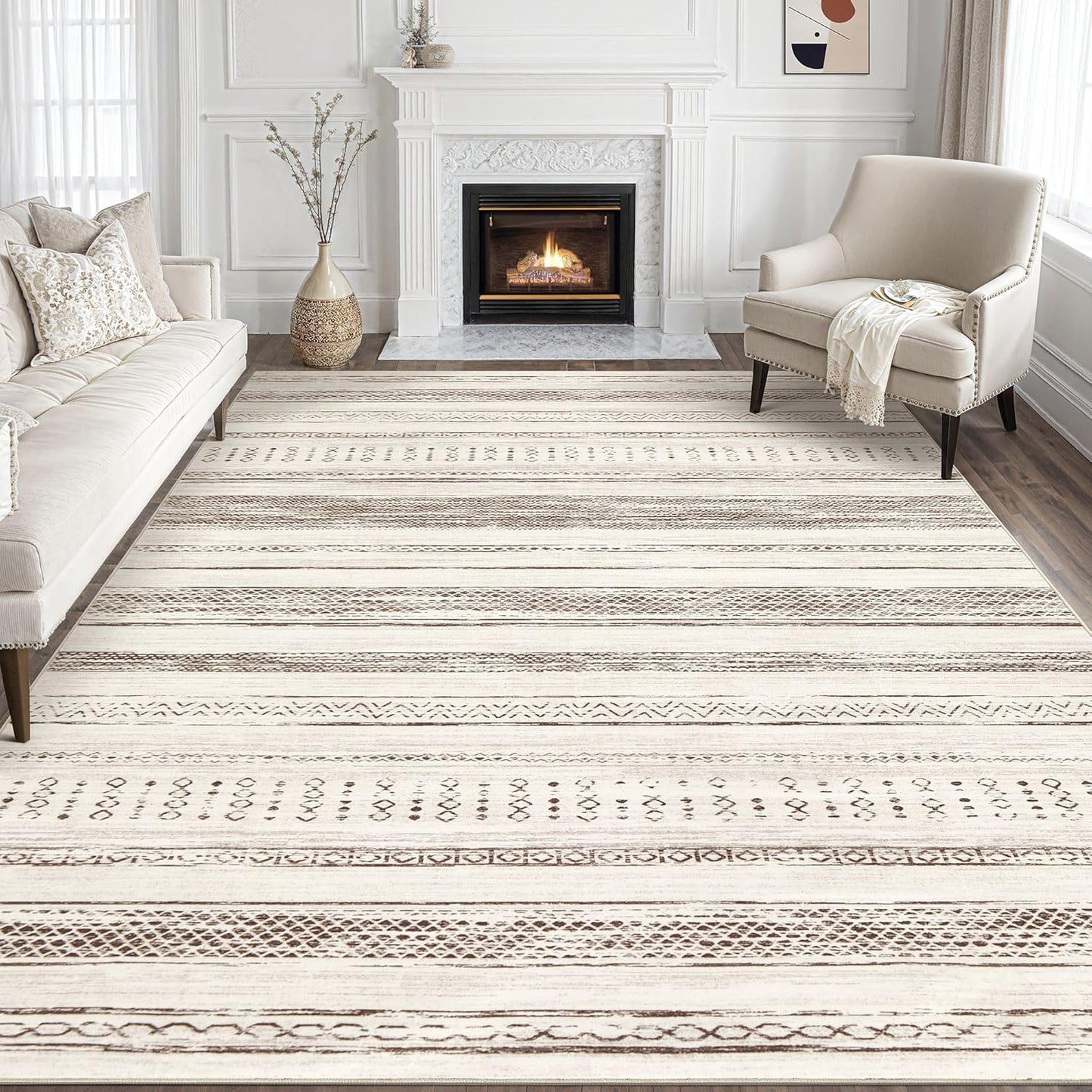 Tortania Area Rug - 9x12 Washable Soft Boho Moroccan Carpet