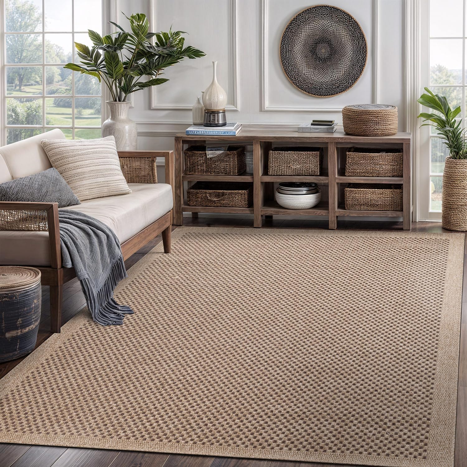 CAMILSON Easy Jute Rug 5x7 for Indoor Outdoor Spaces