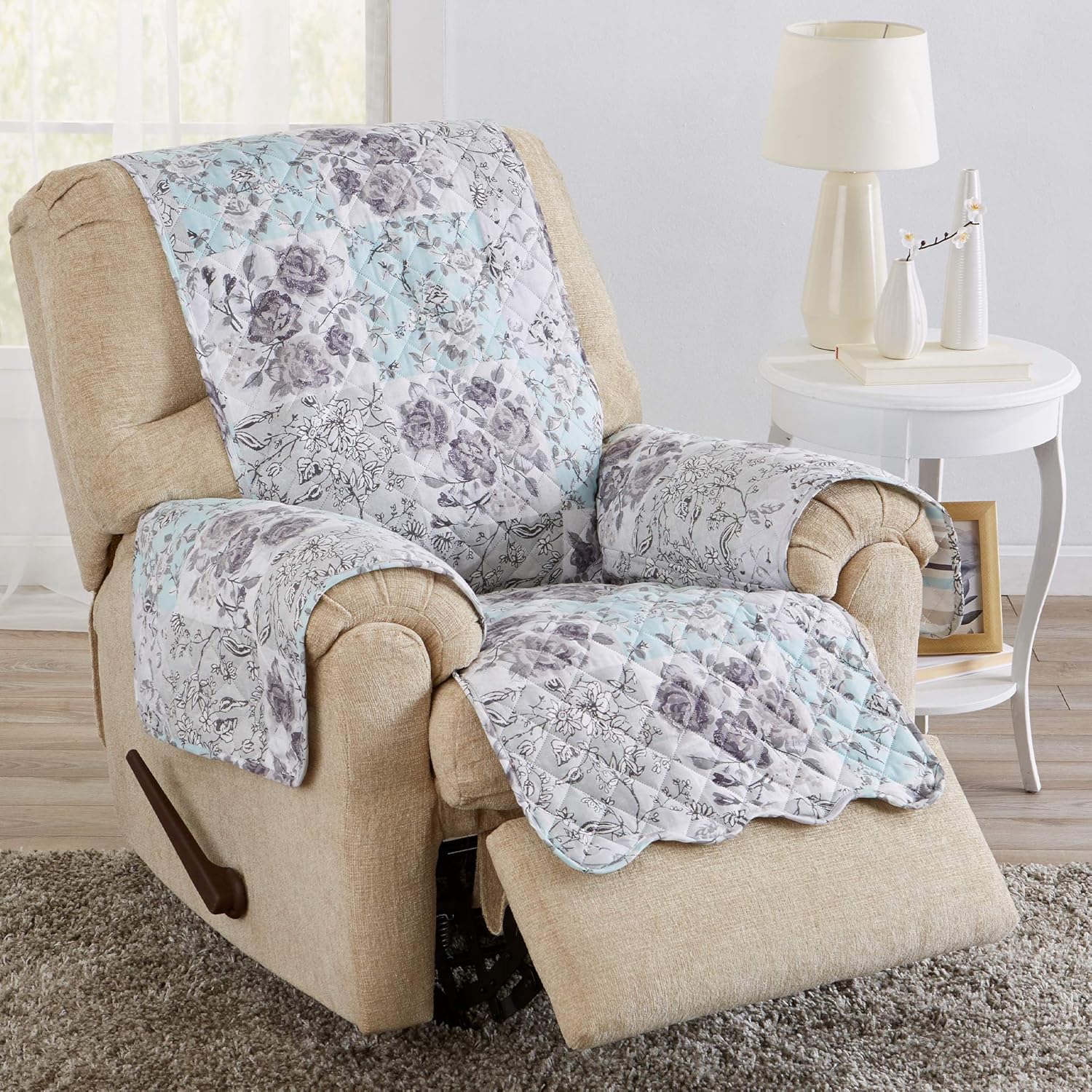 Reversible Floral Patchwork Furniture Protector for Pets and Kids