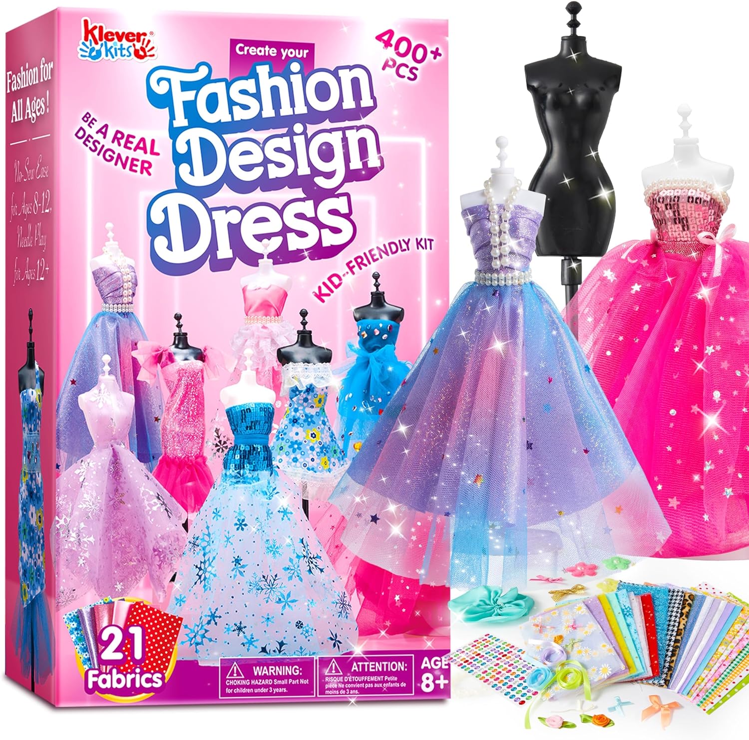 400+PCS Kids Fashion Design Kit w/ Mannequins