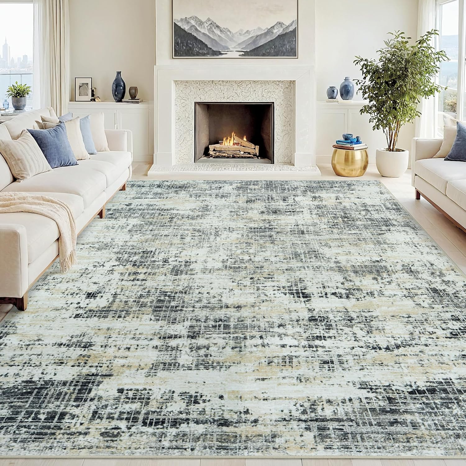 8x10 Area Rugs for Living Room: Soft Thin Non-Shedding Carpet