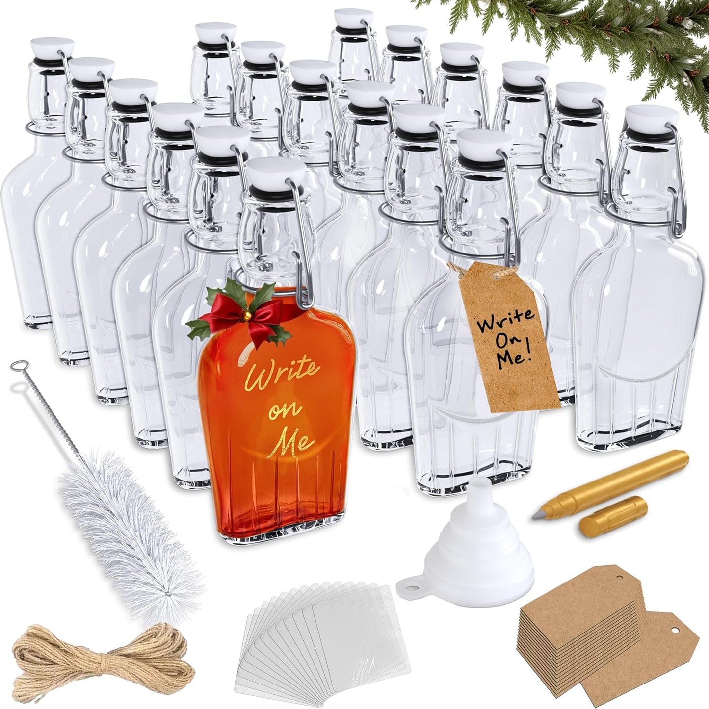 Nevlers 8.5 Oz Liquor Flask Swing Top Glass Bottle Set 18 Pack