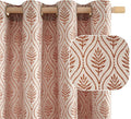 Terracotta French Country Curtains 63 in - Boho Leaf Jacquard