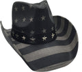 grinderPUNCH Western Outback Cowboy Hat - Patriotic Straw Cowboy Hat
