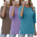 Huukeay 3 Pack 3/4 Length Sleeve Women's Tops for Casual Wear