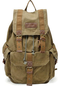 Thick Canvas Backpack Rucksack Field Tan - Roomy, Durable Carry