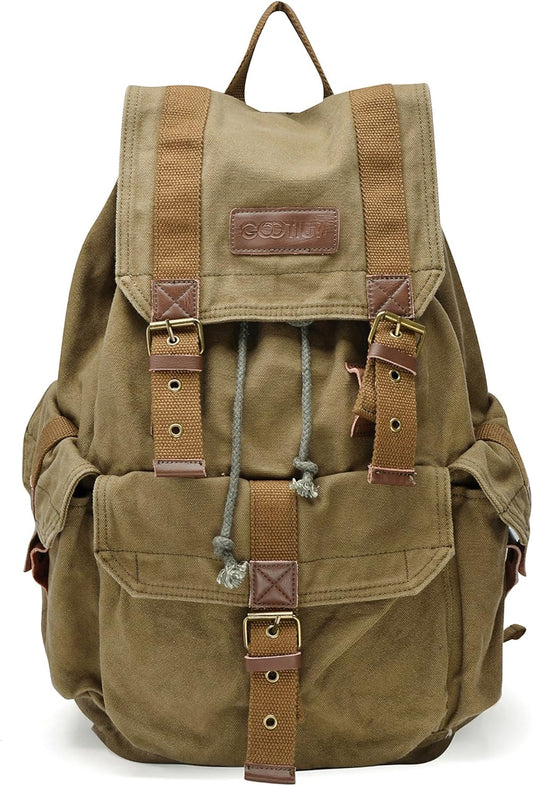 GOOTIUM High Density Thick Canvas Backpack Rucksack for Travel