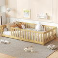 Bellemave Twin Floor Bed with Slats and Safety Guardrails for Kids