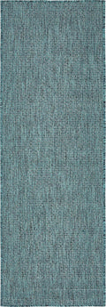 Transitional Solid Heathered Indoor/Outdoor Runner Rug - Teal/Navy