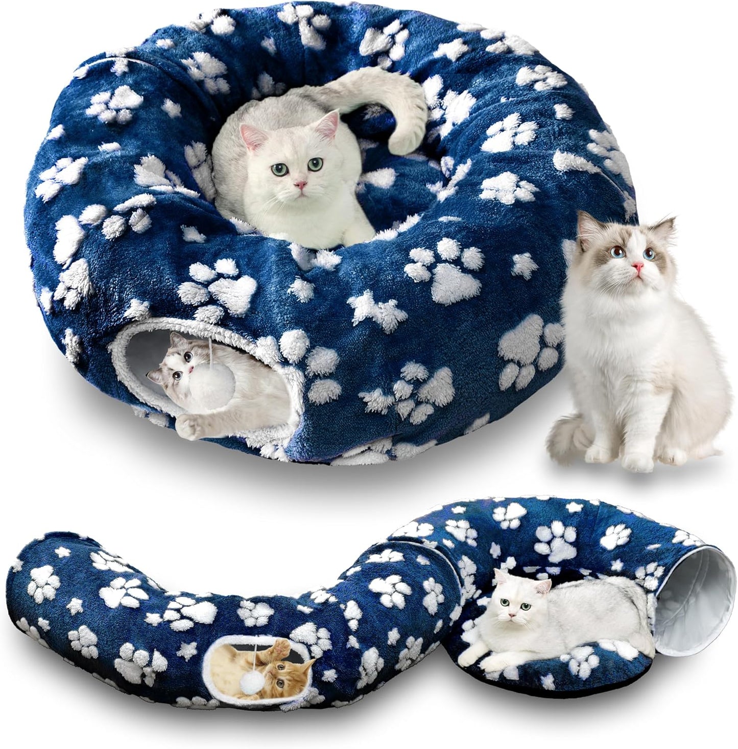 Cat Tunnel for Indoor Cats with Cozy Bed and Fun Features