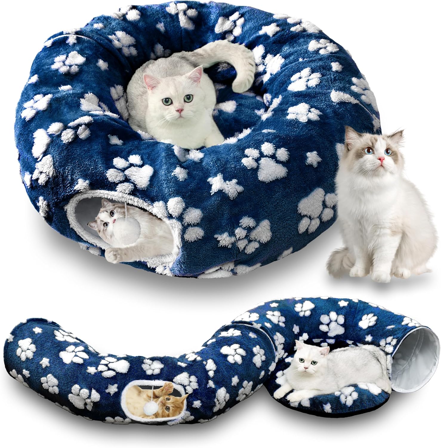 Cat Tunnel for Indoor Cats with Cozy Bed and Fun Features