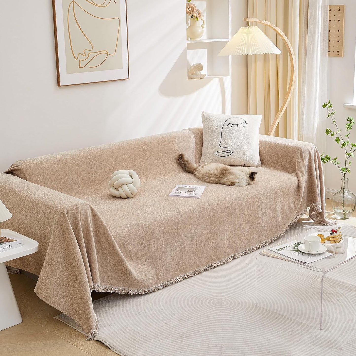 MEETSKY Couch Cover for Sectional Sofa, Thick Washable Slipcover