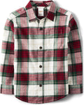 Boys' Long Sleeve Plaid Button Up Shirt - 100% Cotton Twill