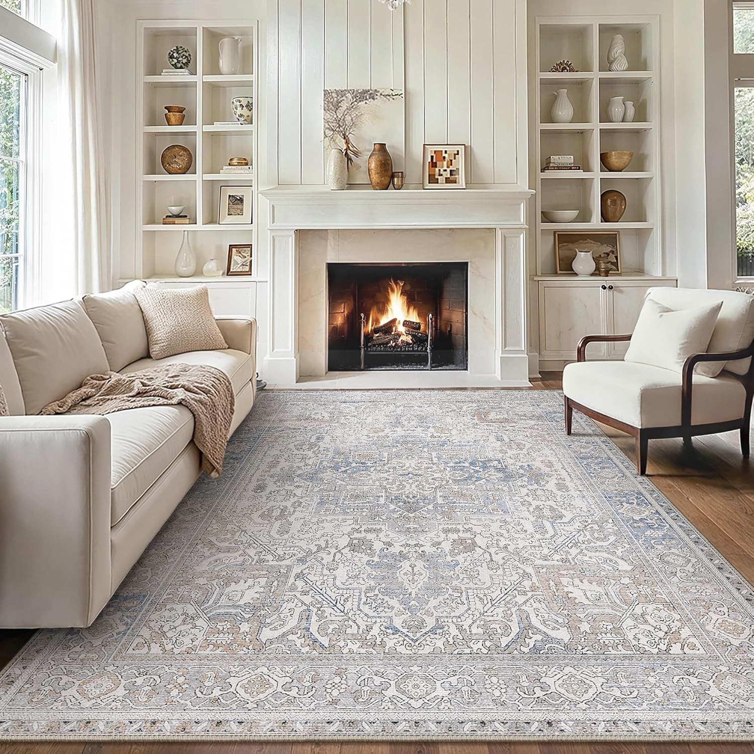 GENIMO 8x10 Area Rugs for Living Room, Vintage Non Slip Design