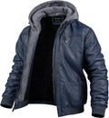 Men's Faux Leather Motorcycle Jacket with Removable Hood (Style RBX6)